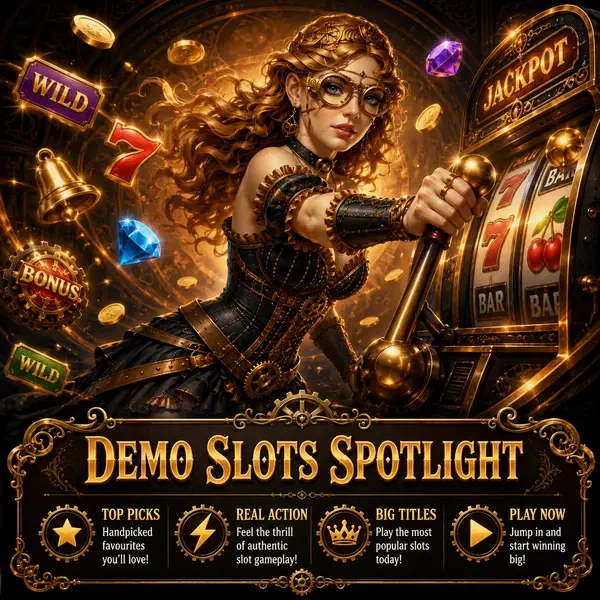 Demo-Spielautomaten-Action bei VinciSpin, während Grace den goldenen Hebel mit viktorianischem Flair zieht